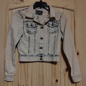 Vintage rue21 Women's Cropped Acid Washed Denim Jacket Small Button Front Y2K